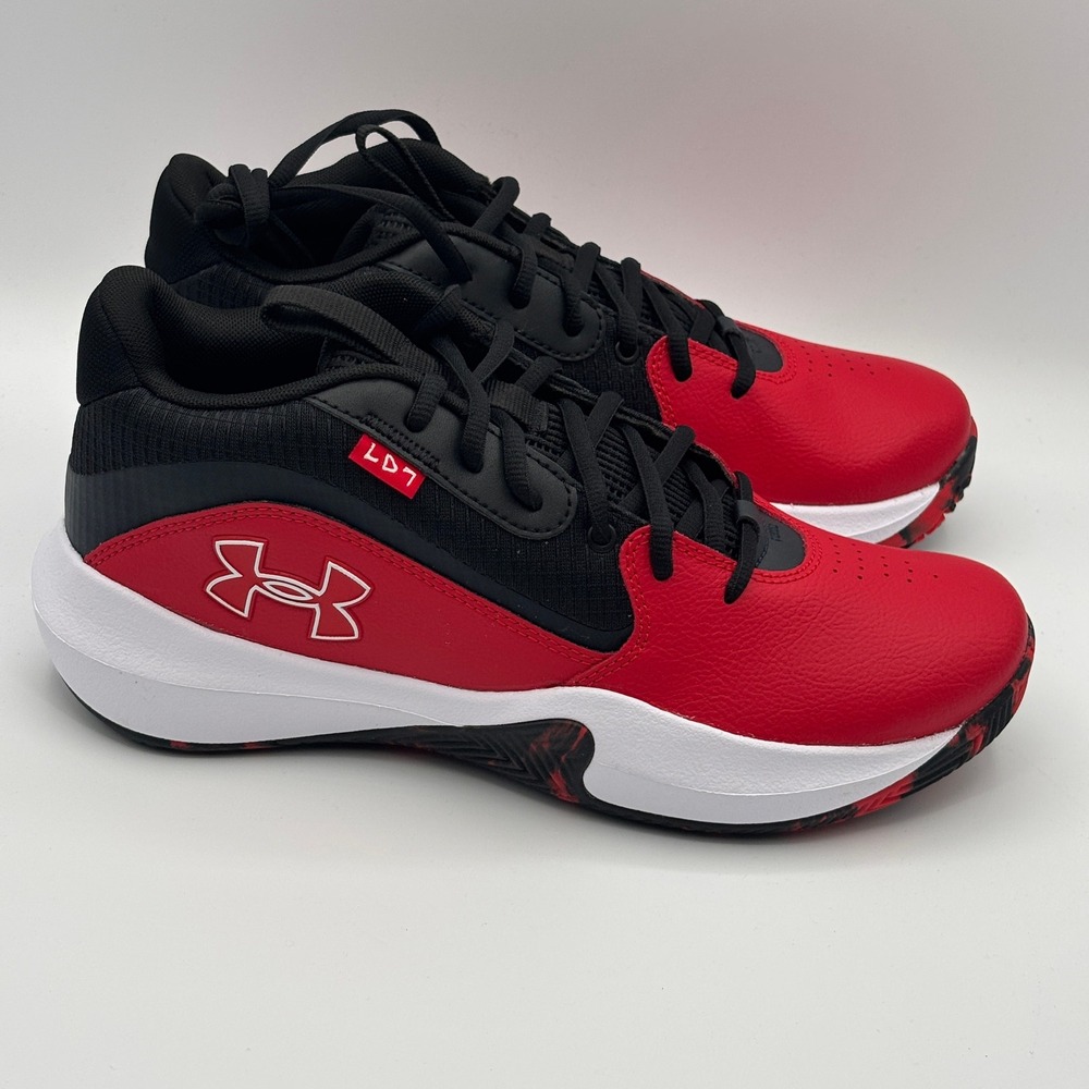 Under Armour UA Lockdown 7 Shoes Mens Size 8.5 Red Black Basketball 3028512-600